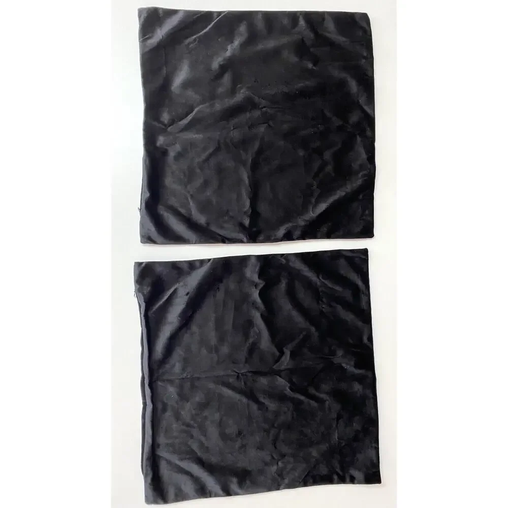 Set of 2 Black velvet pillow covers Couch Throw Pillow 18 x 18 New